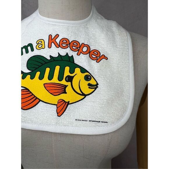 Vintage Baby Bib Fish I’m a Keeper 90s Fishing Baby - Picture 3 of 7